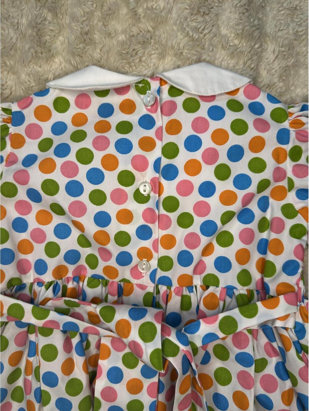 Beaufort Bonnet Company 'Dottie' polka-dot Peter Pan collar smocked dress 12M - Picture 8 of 9